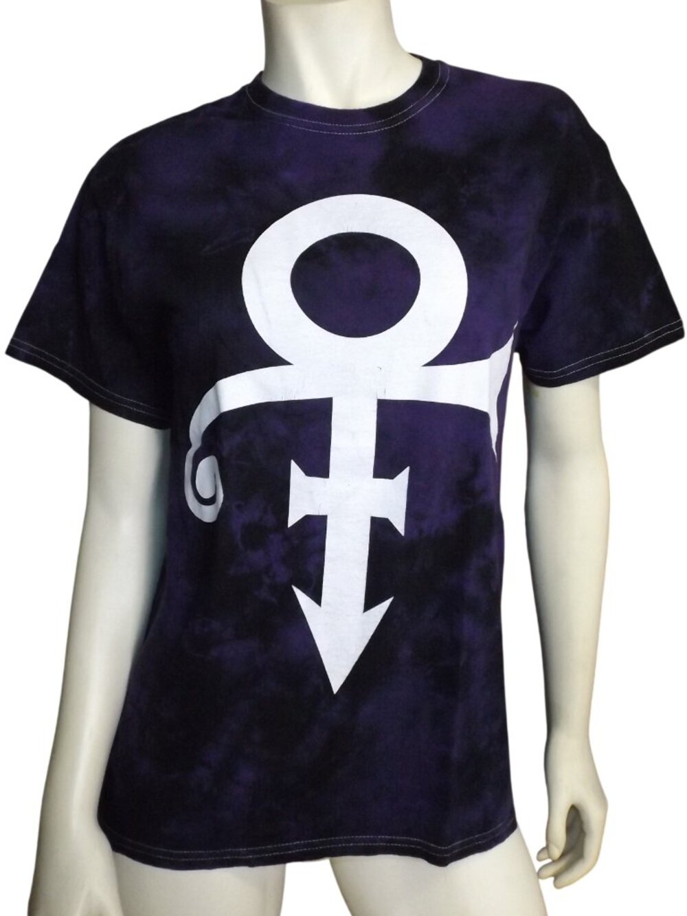 PRINCE Tshirt, M, Purple/black tie-dye, Symbol, Short Sleeve, 1 side, White Logo
